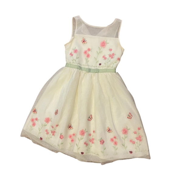 Jona Michelle Girl’s Sleeveless Dress Size 12 Yellow with Embroidered Flowers - Picture 9 of 12